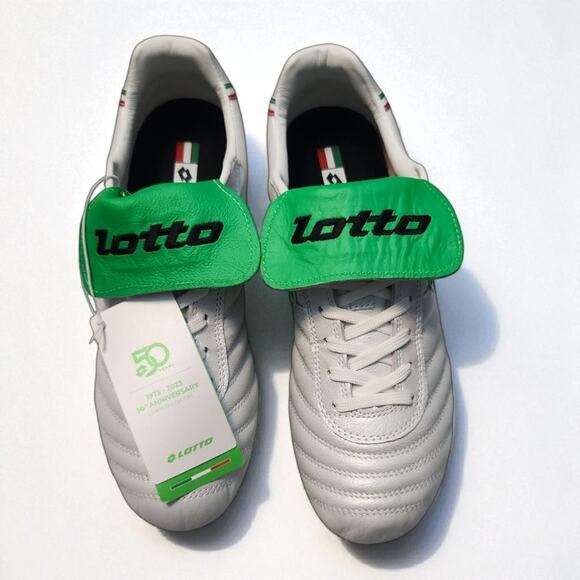 Lotto Stadio OG II FG 50th Anniversary Soccer Cleats White Green Sz7 NWT - Picture 1 of 5
